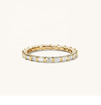 สีขาว CZ แหวน 925 สเตอร์ลิงเงิน Baguette เอมินิตี้วงแหวน