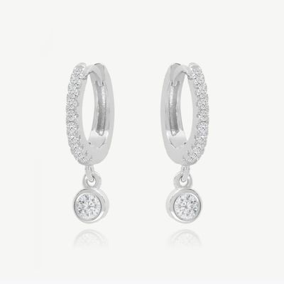 18K ทองคํา ชุบ S925 เงิน Huggies เล็ก ๆ น้อย ๆ Single Bezel หิน ห่วงs หูข้อมือสําหรับผู้หญิง