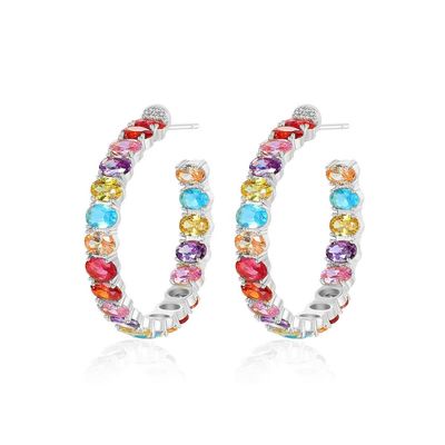 สีสันบราซิล 18K ทอง ห่วง หูหู ทรงวงรี ทองแดง หูหู