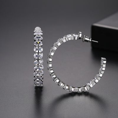สีสันบราซิล 18K ทอง ห่วง หูหู ทรงวงรี ทองแดง หูหู