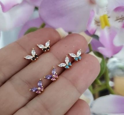 18K ทองคํา ตัดมาร์กวิส เทอร์คิวาส CZ 925 สตอร์ลิงเงิน หูหูกระพริกกระพริกกระพริกสําหรับผู้หญิง