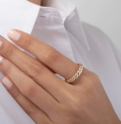 สวยงามบารอค 14K ทองเทียน Twist 925 สเตอร์ลิงเงินแหวนผู้หญิง