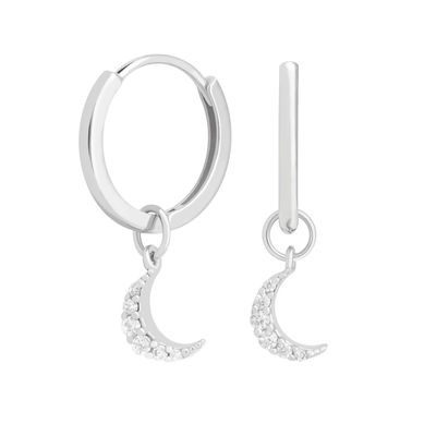 Dangle Moon ห่วง Earrings 925 เงินสําหรับผู้หญิง บราซิล ทองคํา ชุบ 18K เครื่องประดับตามสั่ง