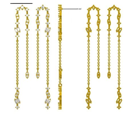 2024 บราซิล โกลด์ การชุบ Drop Chain Earrings ผู้หญิง 925 สเตอร์ลิง เงิน Earrings