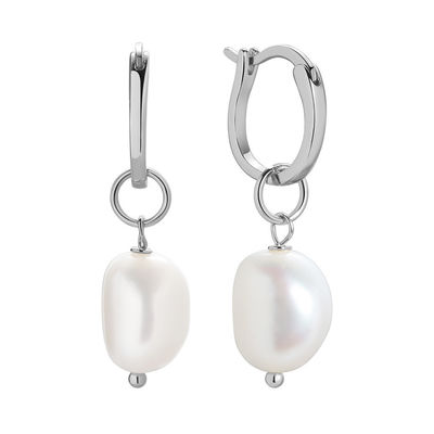 925 สตอร์ลิง เงิน 18K ทองทอง ทานน้ําหวาน Pearl Hoop หูข้อมือสําหรับผู้หญิง