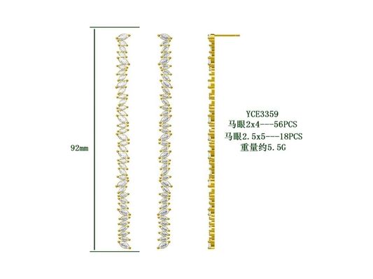 เครื่องประดับตามสั่ง ต่างหูประเภทยาวประดับเงิน ต่างหูที่มีหิน Marquis CZ