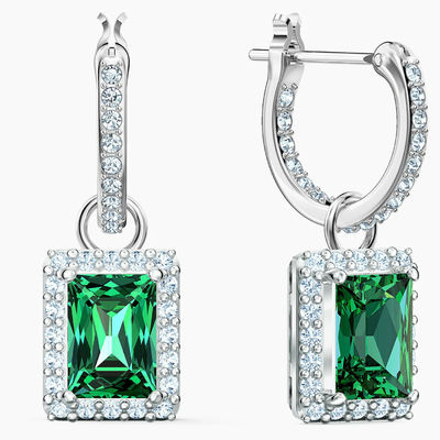 สีเขียว CZ ไดมอนด์ 925 สเตอร์ลิ่ง เงินคลาสสิค