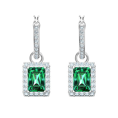 สีเขียว CZ ไดมอนด์ 925 สเตอร์ลิ่ง เงินคลาสสิค