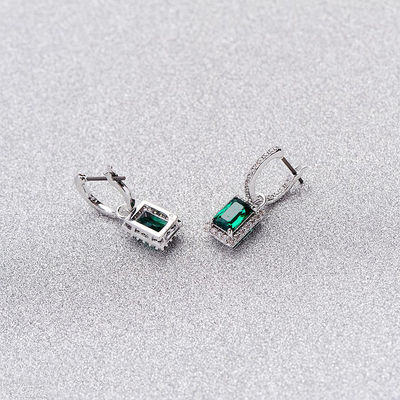 สีเขียว CZ ไดมอนด์ 925 สเตอร์ลิ่ง เงินคลาสสิค