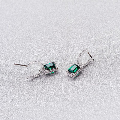 สีเขียว CZ ไดมอนด์ 925 สเตอร์ลิ่ง เงินคลาสสิค