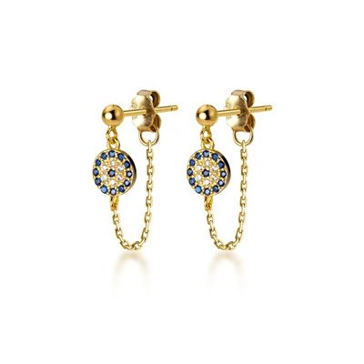 925 สเตอร์ลิง เงิน CZ ไดมอนด์ ทองคํา ชุบ Eye Stud Earrings สําหรับผู้หญิง เงิน / ทองแดง