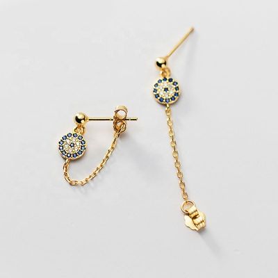 925 สเตอร์ลิง เงิน CZ ไดมอนด์ ทองคํา ชุบ Eye Stud Earrings สําหรับผู้หญิง เงิน / ทองแดง
