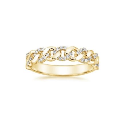 Micron Pave CZ 18K โกลด์ ชุบ Stacking Chain Link 925 สเตอร์ลิง เงินแหวนผู้หญิง