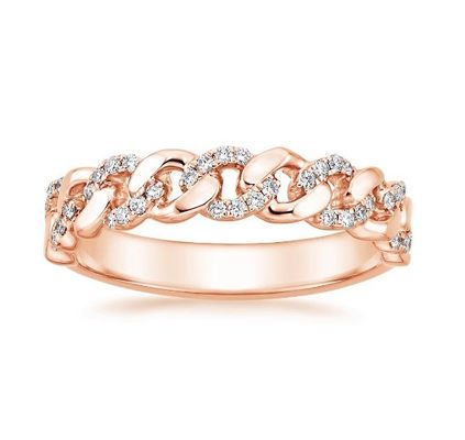 Micron Pave CZ 18K โกลด์ ชุบ Stacking Chain Link 925 สเตอร์ลิง เงินแหวนผู้หญิง