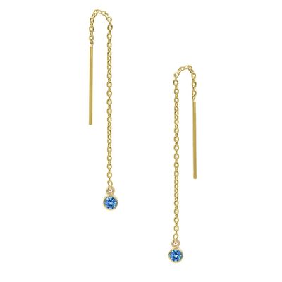 925 เงินสเตอร์ลิง เพียงแค่ 18K ทองคํา Plated หญิง Bezel ลงโซ่ Threader หูหู