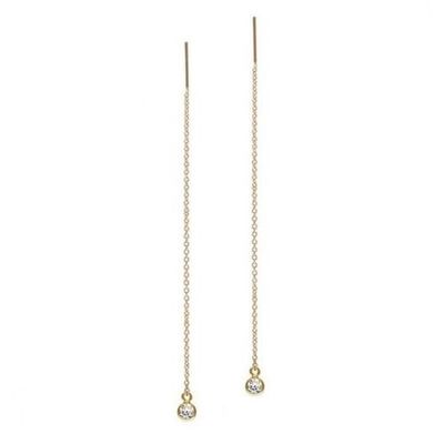 925 เงินสเตอร์ลิง เพียงแค่ 18K ทองคํา Plated หญิง Bezel ลงโซ่ Threader หูหู