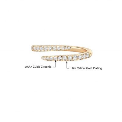 14K ทองคํา ชุบ Cubic เซอร์คอนia เปิด Twist เอมินิตี้วงแหวน ECO Friendly