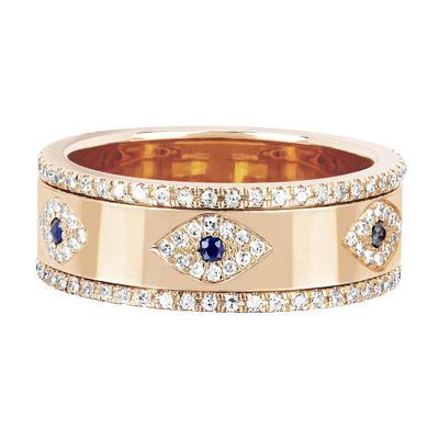 สีฟ้า ซาฟิเรีย สีขาว CZ ตาผู้หญิง วงดนตรีนิรันดร์ ทองแดง Eternity Ring สําหรับผู้หญิง