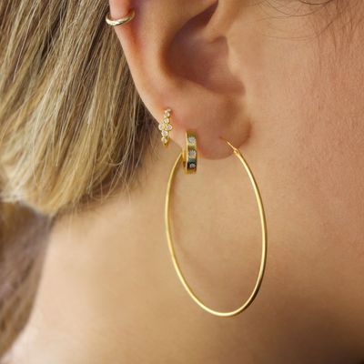 หูหูสไตล์ 14K ทอง Vermeil ดาวชุดเพชรกอดห้อยสําหรับสไตล์ที่ไม่ยุ่งยาก