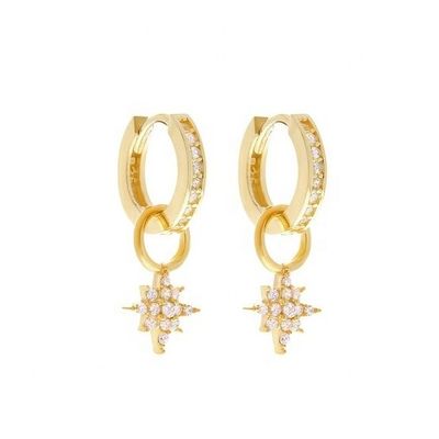 925 สตอร์ลิง เงิน มินิ Starburst Pave CZ Huggie หูหูพร้อมส่งไวและปลอดภัย