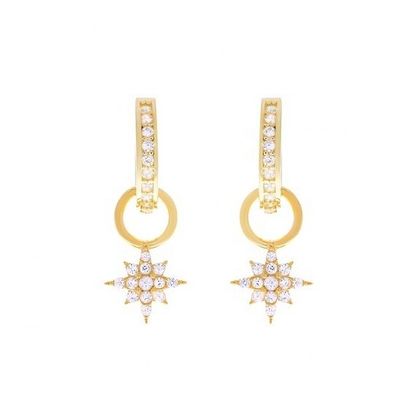 925 สตอร์ลิง เงิน มินิ Starburst Pave CZ Huggie หูหูพร้อมส่งไวและปลอดภัย