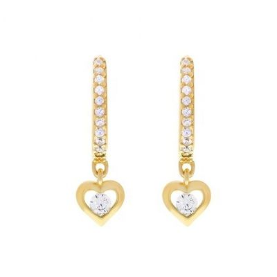 หัวใจแดงเกิ้ลสีทอง CZ Huggie Earrings เพิ่มความสวยงามให้กับลุคของคุณ