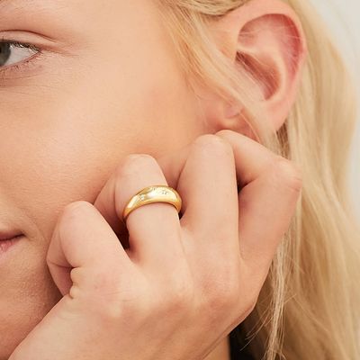 วงดนตรีนิรันดร์ Rings บราซิล 18K ทองคํา เครื่องประดับ ดาว 925 สตอร์ลิ่ง เงิน Dome แหวนผู้หญิง
