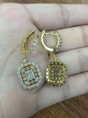 หูหูสีขาว CZ 925 สตอร์ลิงสิลเวอร์ สไตล์คลาสสิค สําหรับการหมั้นและงานแต่ง