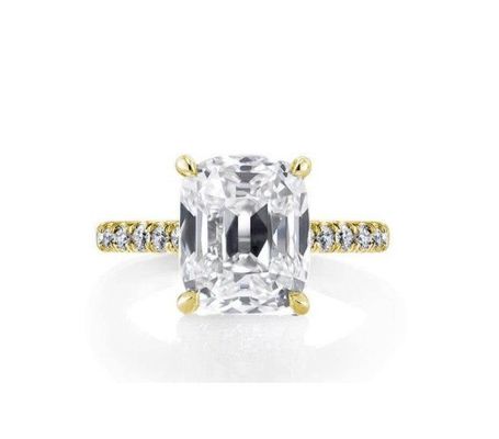สีขาว CZ 925 สเตอร์ลิงเงินแหวนหมั้น 18K ทอง plated Baguette ตัด