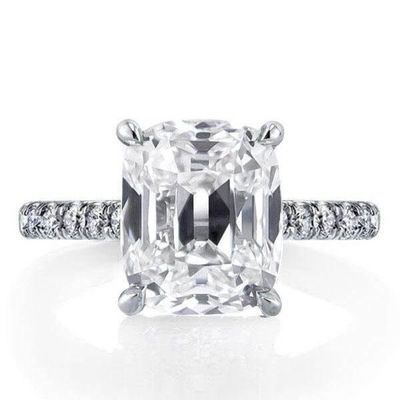 สีขาว CZ 925 สเตอร์ลิงเงินแหวนหมั้น 18K ทอง plated Baguette ตัด