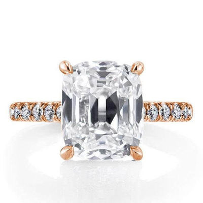 สีขาว CZ 925 สเตอร์ลิงเงินแหวนหมั้น 18K ทอง plated Baguette ตัด