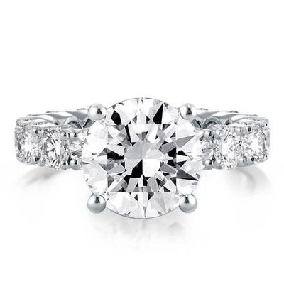 แหวนหมั้นทองคํา 18K สีขาว Zircon Eternity Band 925 สตอร์ลิงเงิน