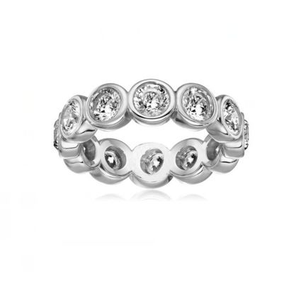 คลาสสิค Ins 18K ทอง Plated เบซล ติดตั้ง CZ เอมตะวงแหวน 925 สเตอร์ลิงเงิน