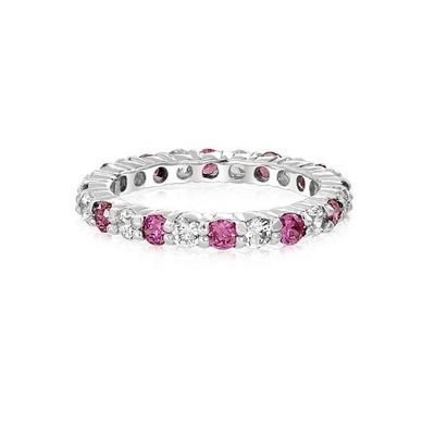 925 เหรียญเงิน Eternity Band แหวนทองแดงและหินเกิด