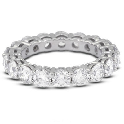 925 สตอร์ลิง เงิน 4 มม CZ Eternity Band แหวน สะอาดต่อสิ่งแวดล้อม ใช่ Plating Rose Gold