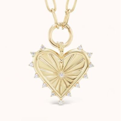 ทอง 18K สีขาว CZ สีขีด หัวใจรัก สร้อยคอ 925 สตาร์ลิงเงิน