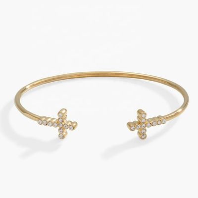 925 14K ทอง Cross แบรนด์เกิ้ล แบรนด์เกิ้ล กับ Pave Crystal เซอร์คอน สําหรับผู้หญิง