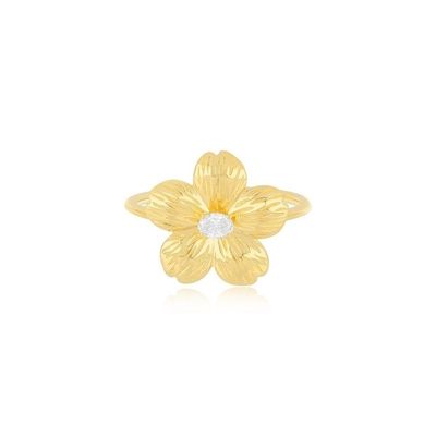ดอกไม้ตลอดกาล 18K ทองคํา Plated Oval CZ แหวนผู้หญิงใน 925 เหรียญสตอร์ลิงเงิน