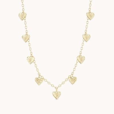 รุ่นใหม่ 14K ทองโฟชั่น Multi Heart Shape Charm สร้อยคอทองแดงผู้หญิง