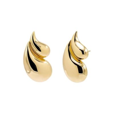 2024 Double Teardrop Fashion 18K หูหูทองคําและต้อนรับโลโก้ที่กําหนดเอง