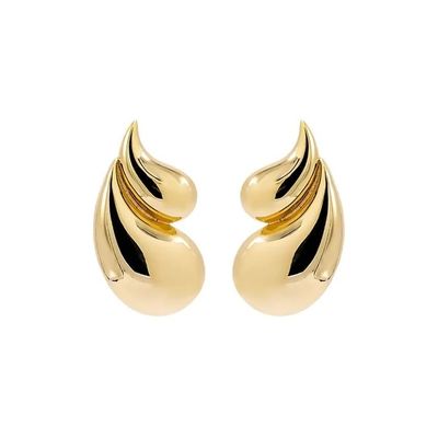 2024 Double Teardrop Fashion 18K หูหูทองคําและต้อนรับโลโก้ที่กําหนดเอง
