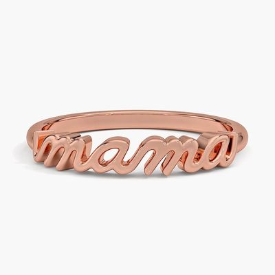 สตาร์ลิงเงิน 925 สตาร์ลิงเงิน 14K ทองคํา สีขาว MAMA แหวนผู้หญิงในการออกแบบอย่างน้อย