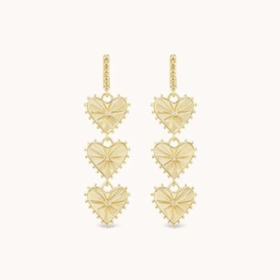 ทําด้วยมือ 14K ทองคํา Plated Dangle Multi Huggies หัวใจ Charm หูข้อมือ