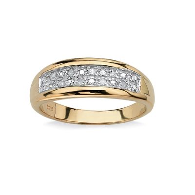 เงิน / ทองแดง ชาย Prong Set แหวนแต่งงานเพชรใน 18k ทองคํา Plating กับเพชร Pave