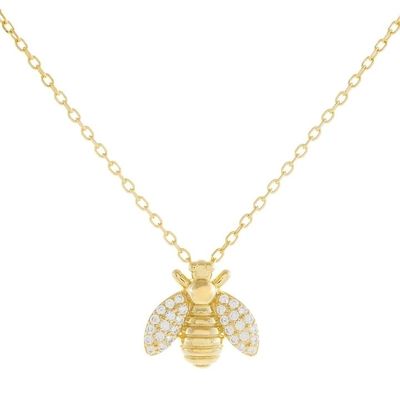 แฟชั่น 18K ทองคําประดับผึ้ง Pendant Necklace ทําด้วยมือโดย 925 สตอร์ลิงเงินเครื่องประดับ