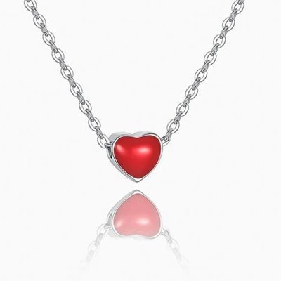 หัวใจสีชมพูขนาดเล็ก โรเดียมเคลือบ วันวาเลนไทน์ หญิง 925 สตอร์ลิงเงิน Pendant
