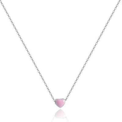 หัวใจสีชมพูขนาดเล็ก โรเดียมเคลือบ วันวาเลนไทน์ หญิง 925 สตอร์ลิงเงิน Pendant