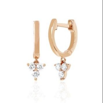 14K Gold Blossom Mini Huggie Diamond Trio Drop Earrings เครื่องประดับเงิน วัสดุหลัก