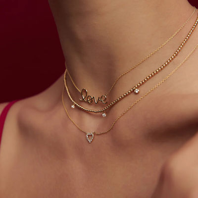 925 สเตอร์ลิงสเตอร์ลิงสิลเวอร์ 14K โกลด์โคลติ้งรัก Pendant Necklace สําหรับผู้หญิง ของขวัญวันวาเลนไทน์