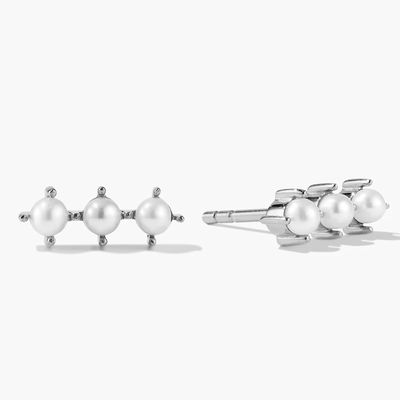 18K ทองคํา Plating Pearl Stud หูข้อมือ สตอร์ลิ่งเงินกับโลโก้ที่กําหนดเอง